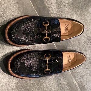 Sofft black patent loafers